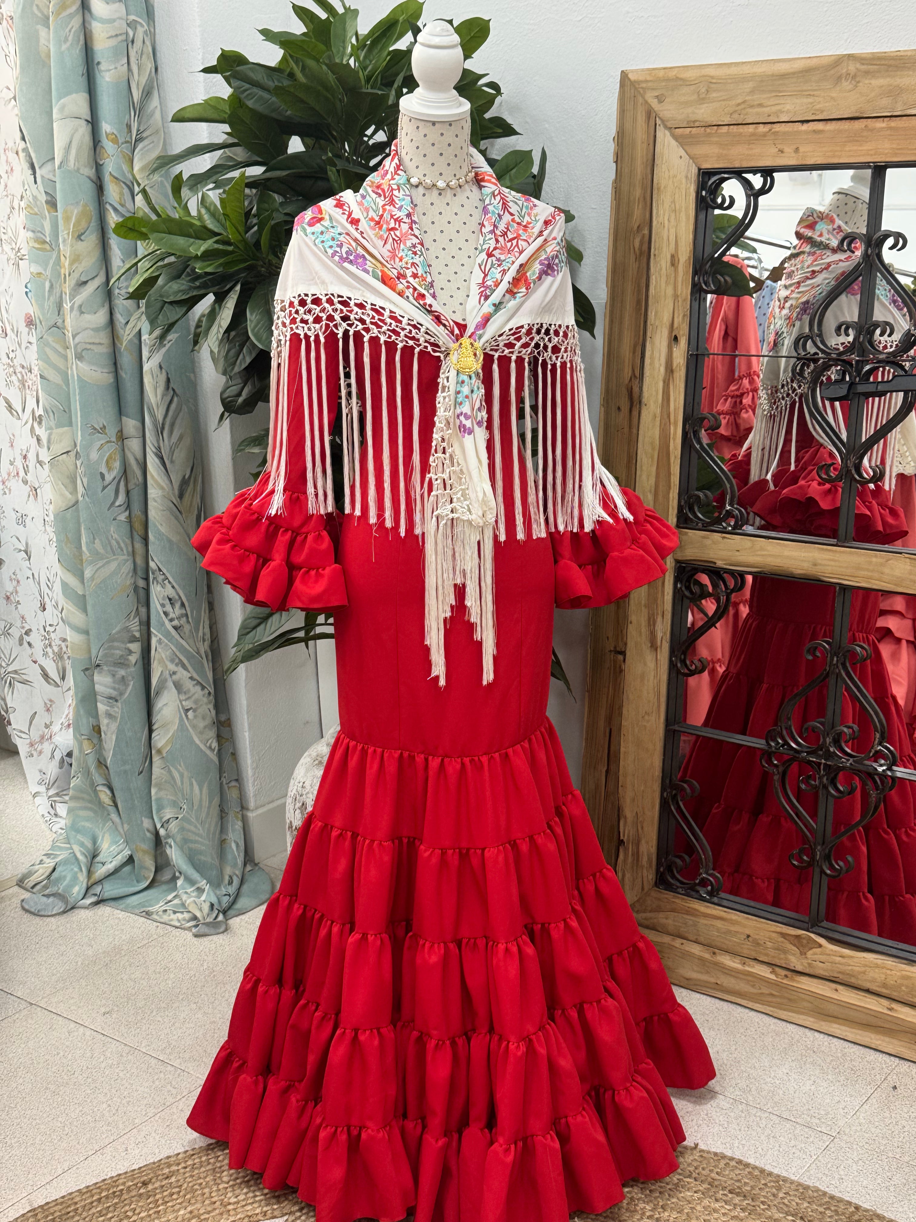 Vestido de Flamenca Modelo Cordobesa Rojo – Clem Complementos
