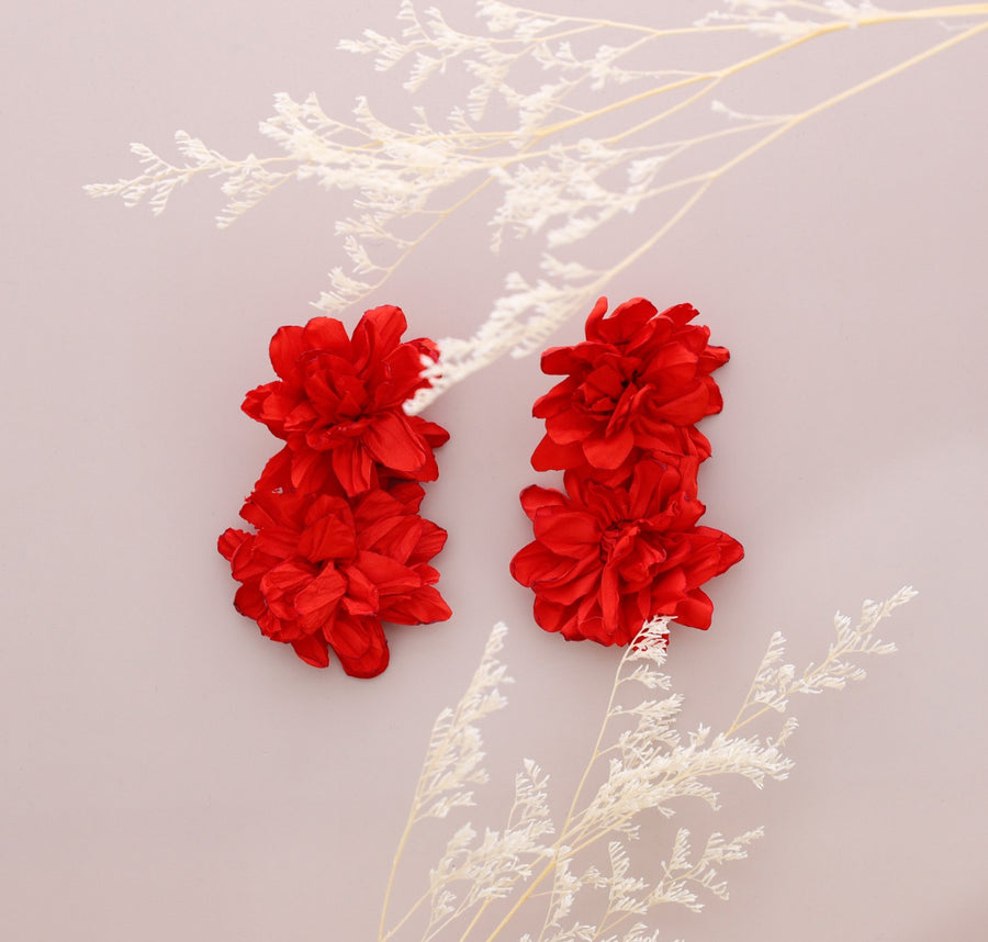 Pendientes Flor Rojo