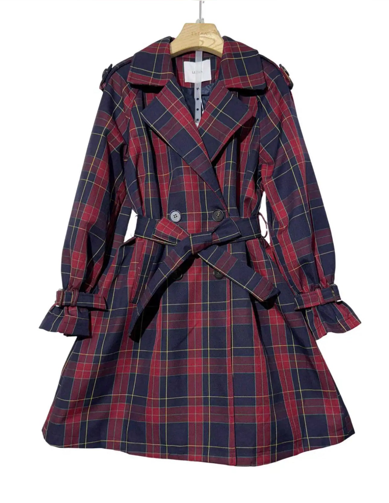 Gabardina Cuadros Burdeos