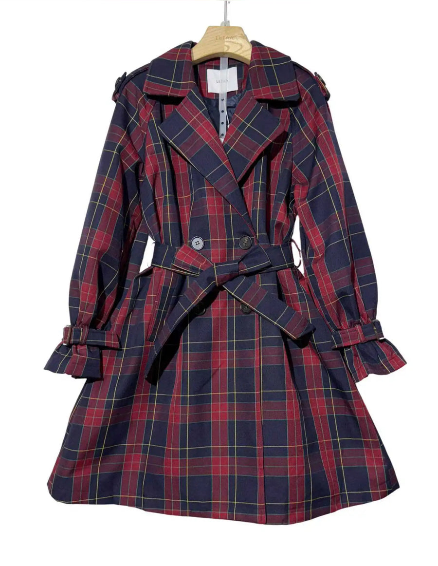 Gabardina Cuadros Burdeos