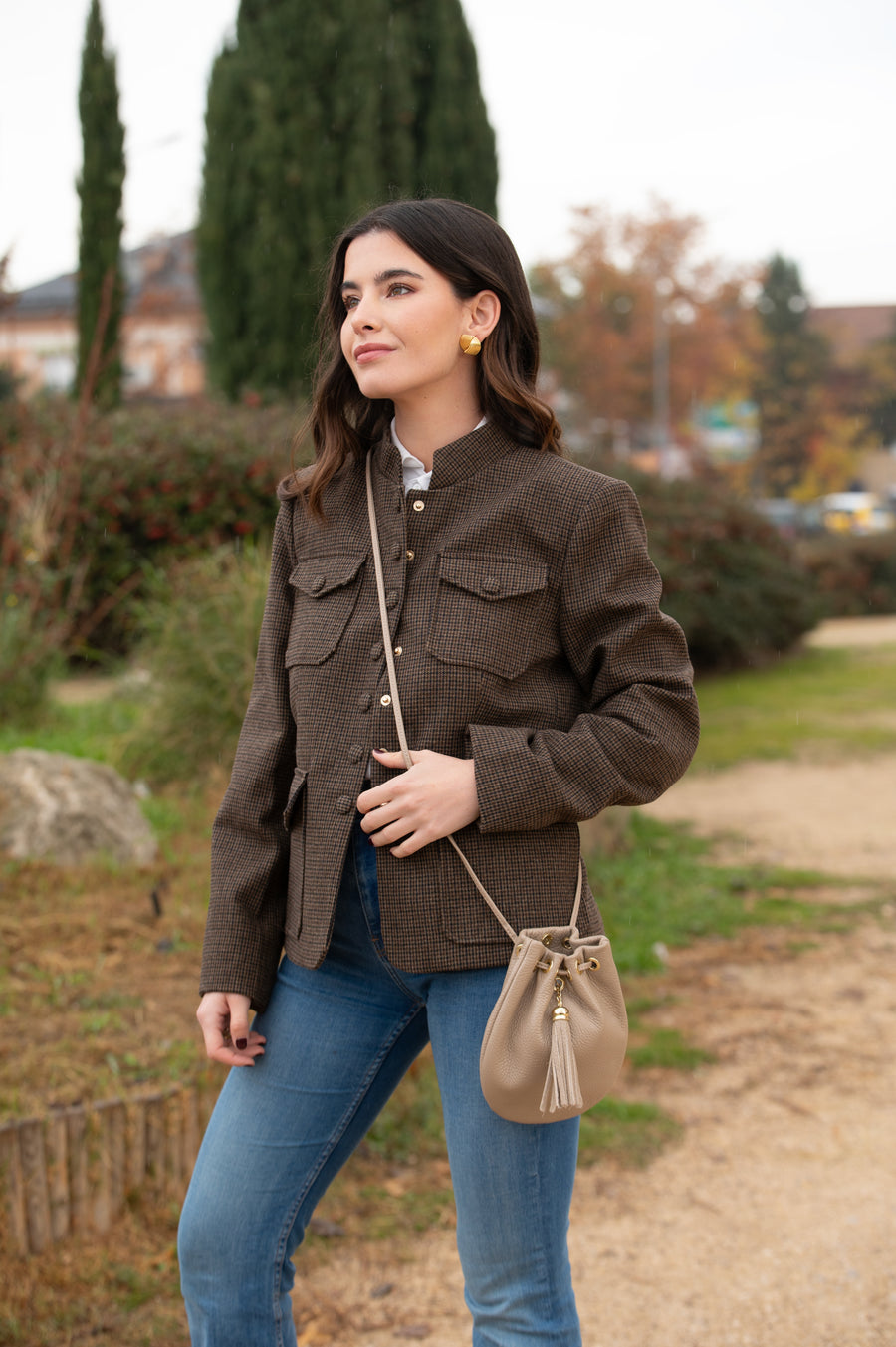 Mini Bolso Piel Carlota Taupe
