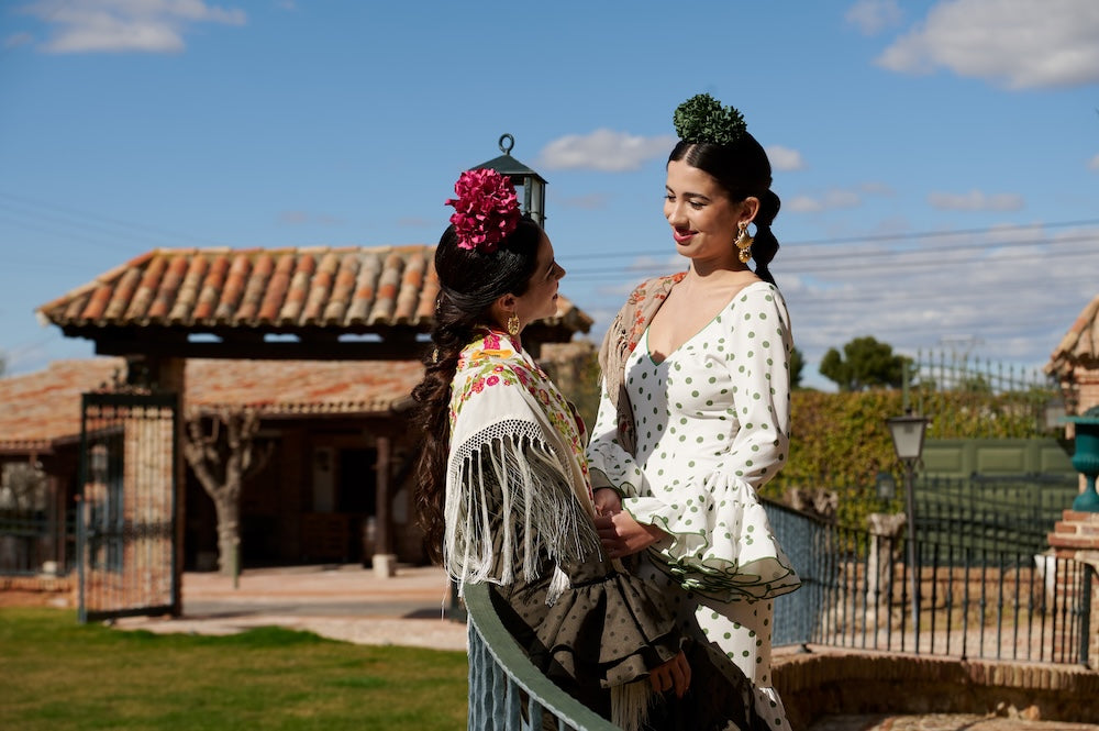 Traje de Flamenca Madrid Verde con lunar