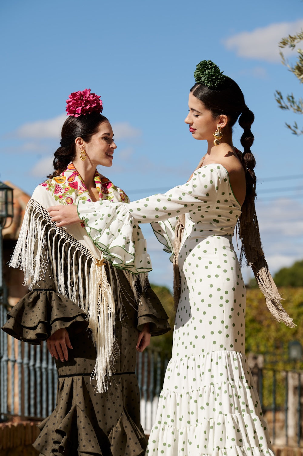 Traje de Flamenca Madrid Verde con lunar