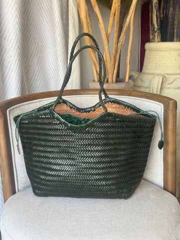Bolso Piel Trenzada Verde Akila