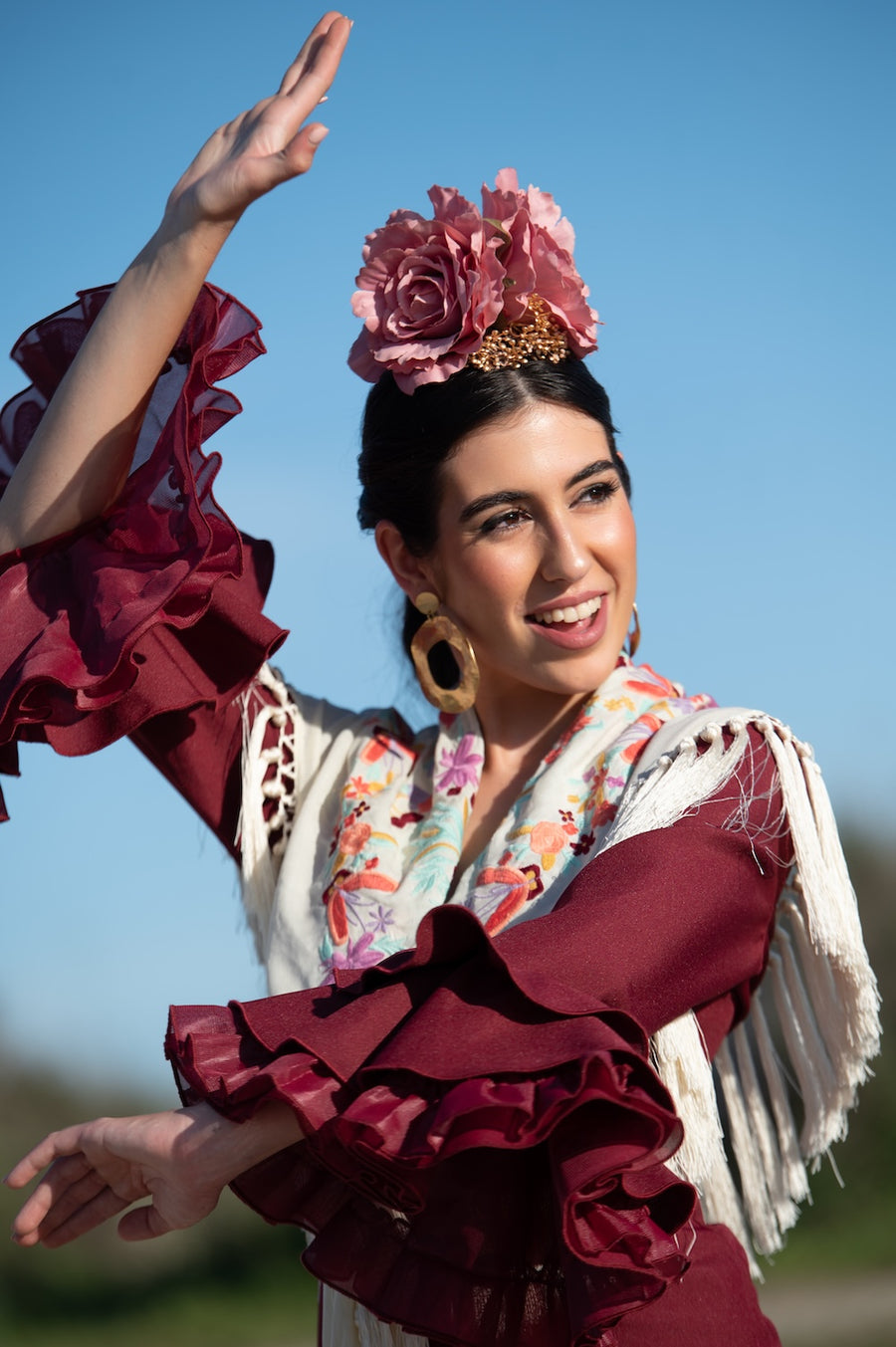Vestido Flamenca Modelo Macu Burdeos