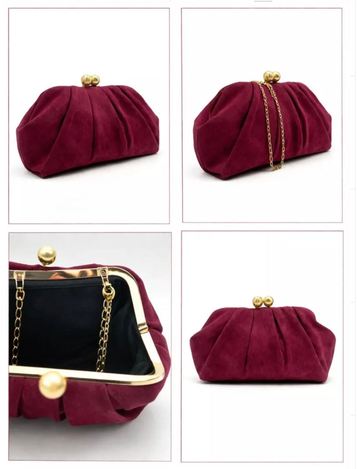 Bolso de Mano Bolas Burdeos