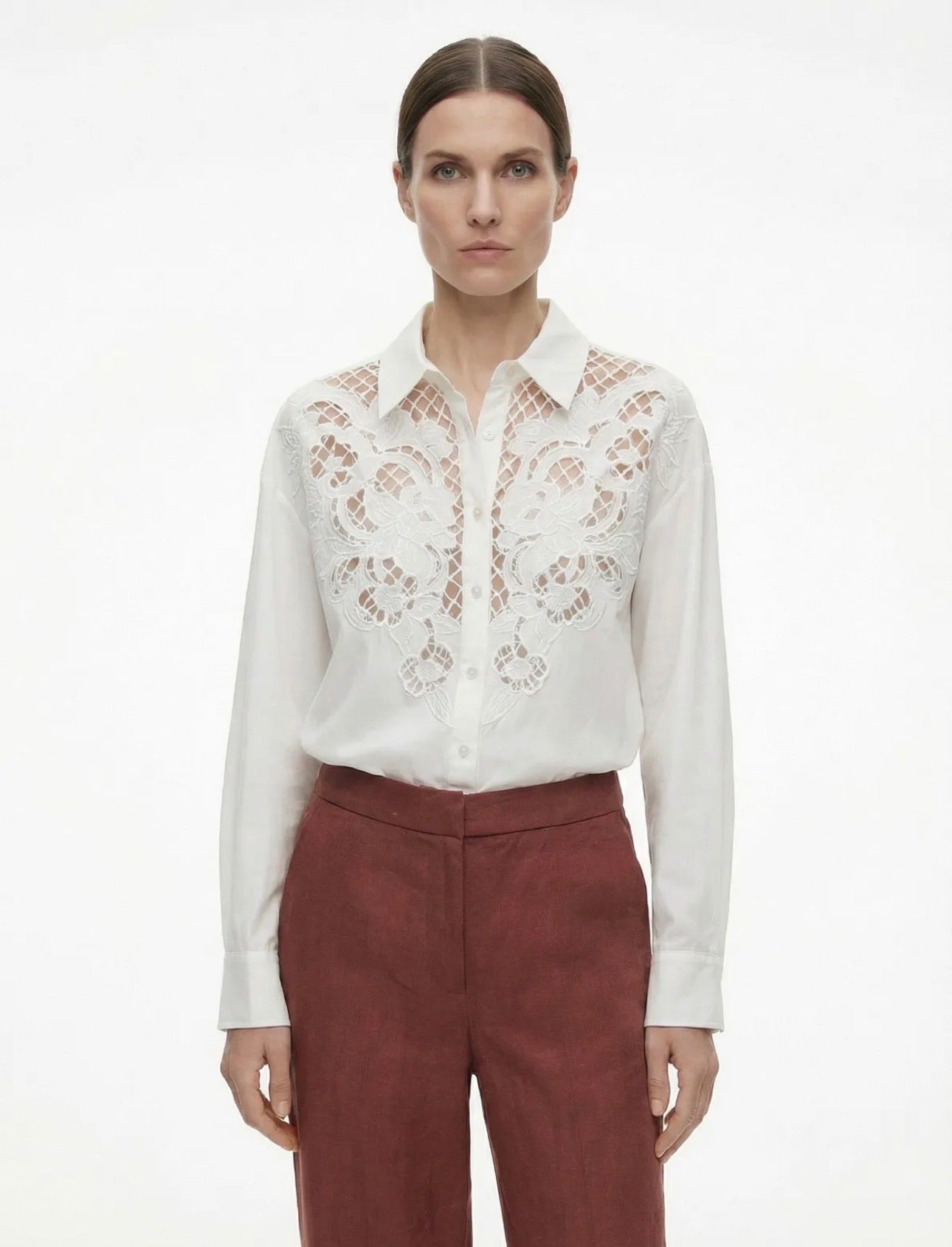 Camisa Blanca Brocado