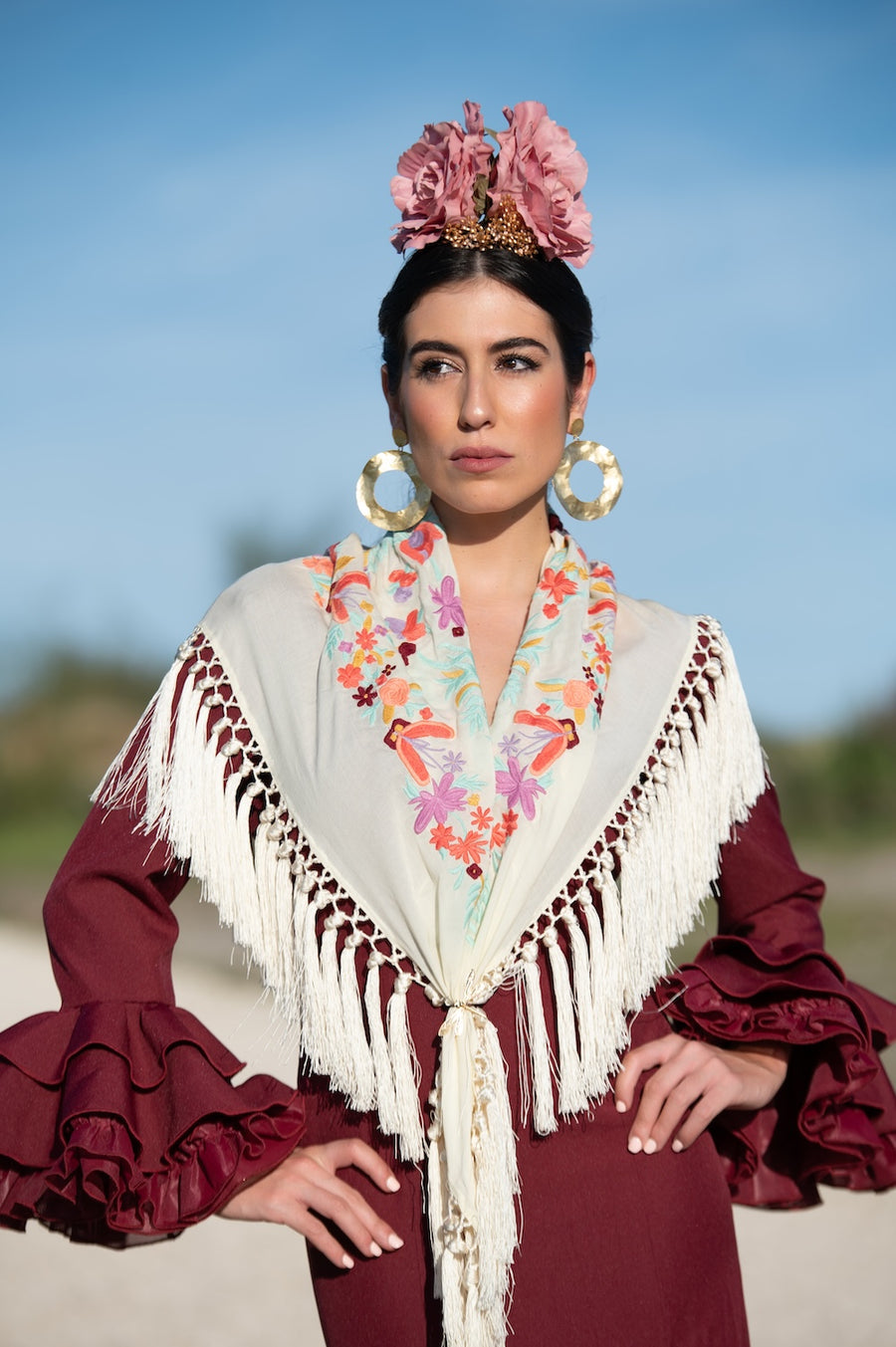 Vestido Flamenca Modelo Macu Burdeos