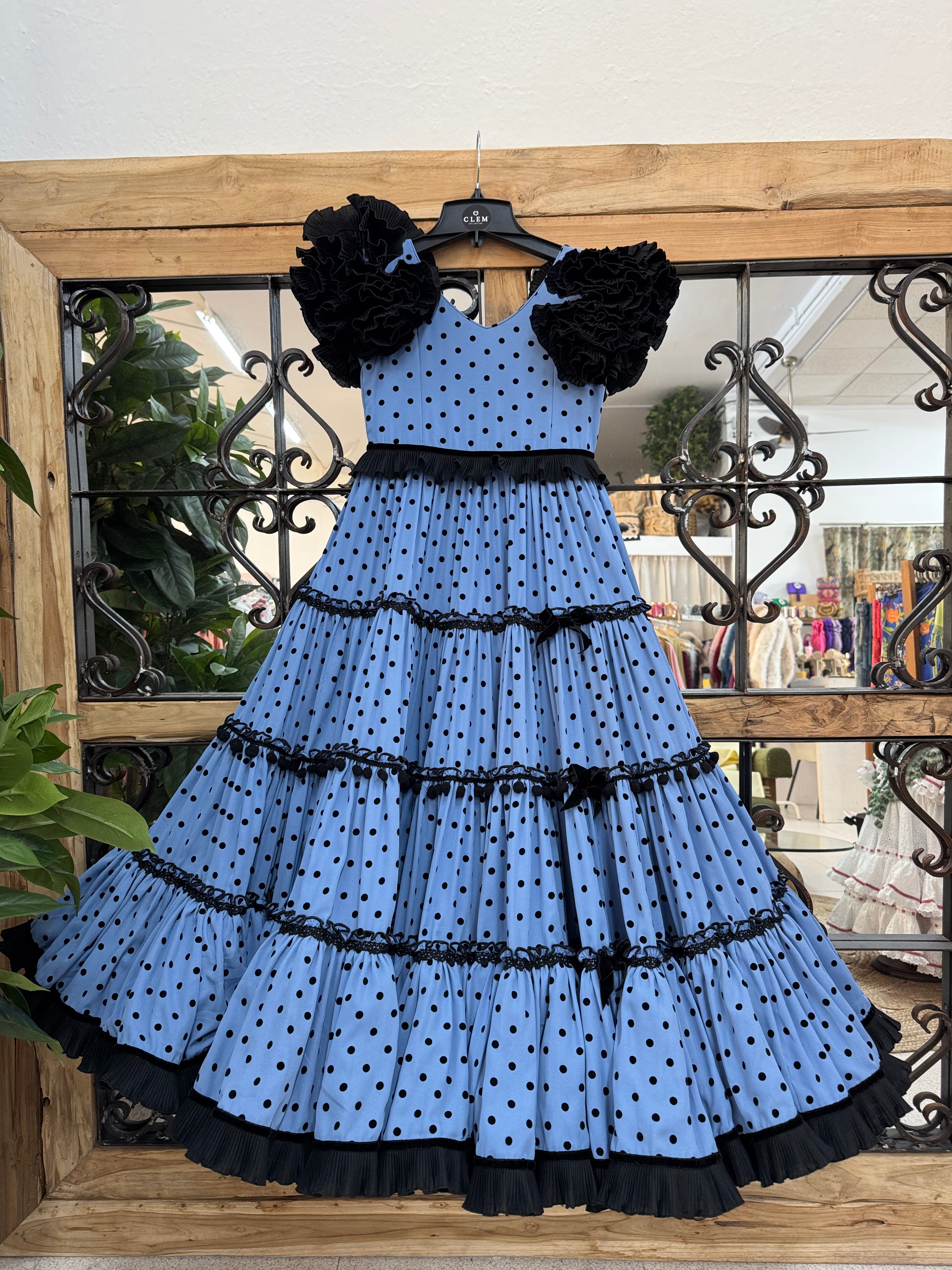 Traje de Flamenca Niña Pasarela Azul Gasa
