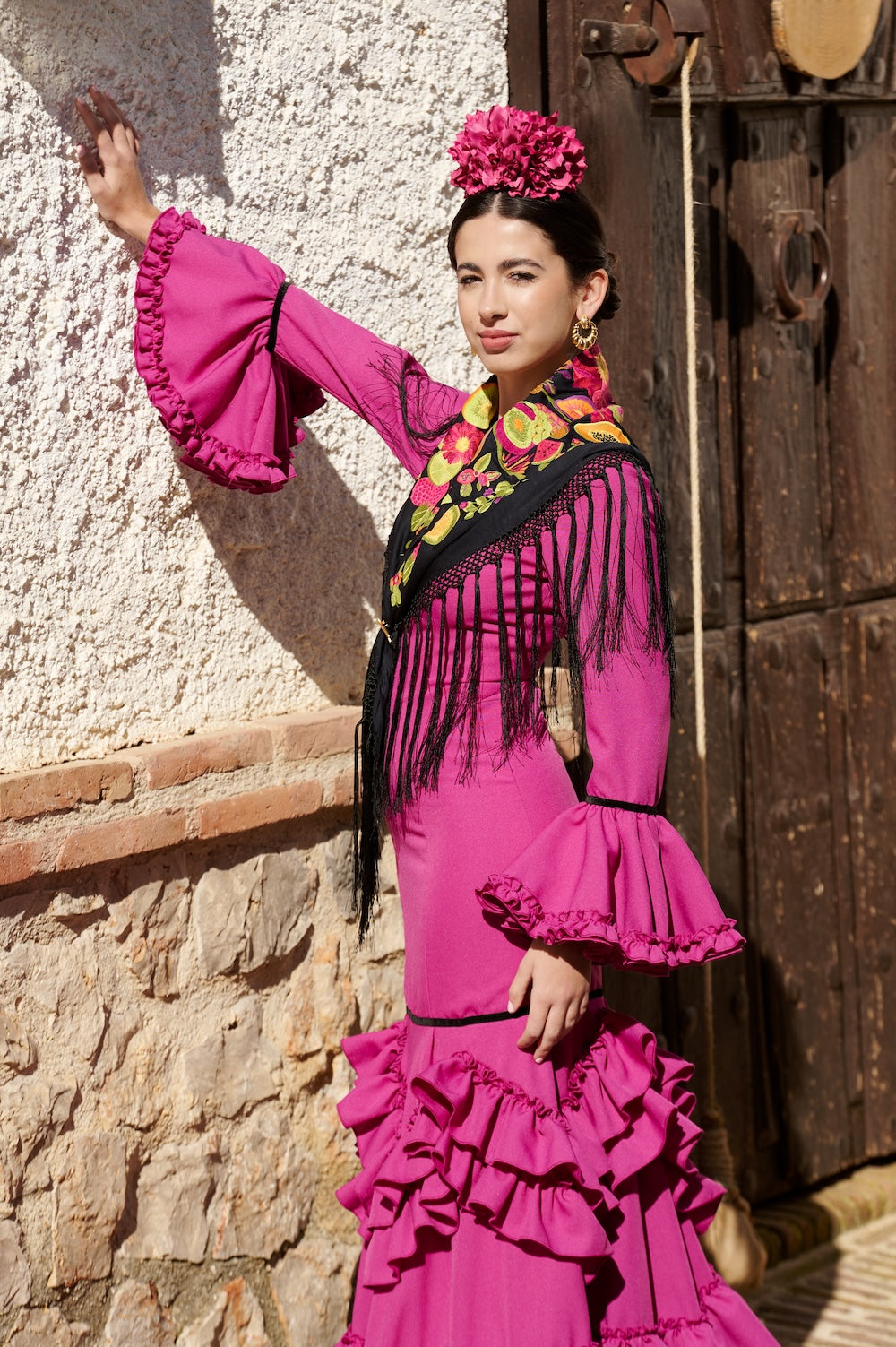Traje Flamenca Mod. Madrid Buganvilla