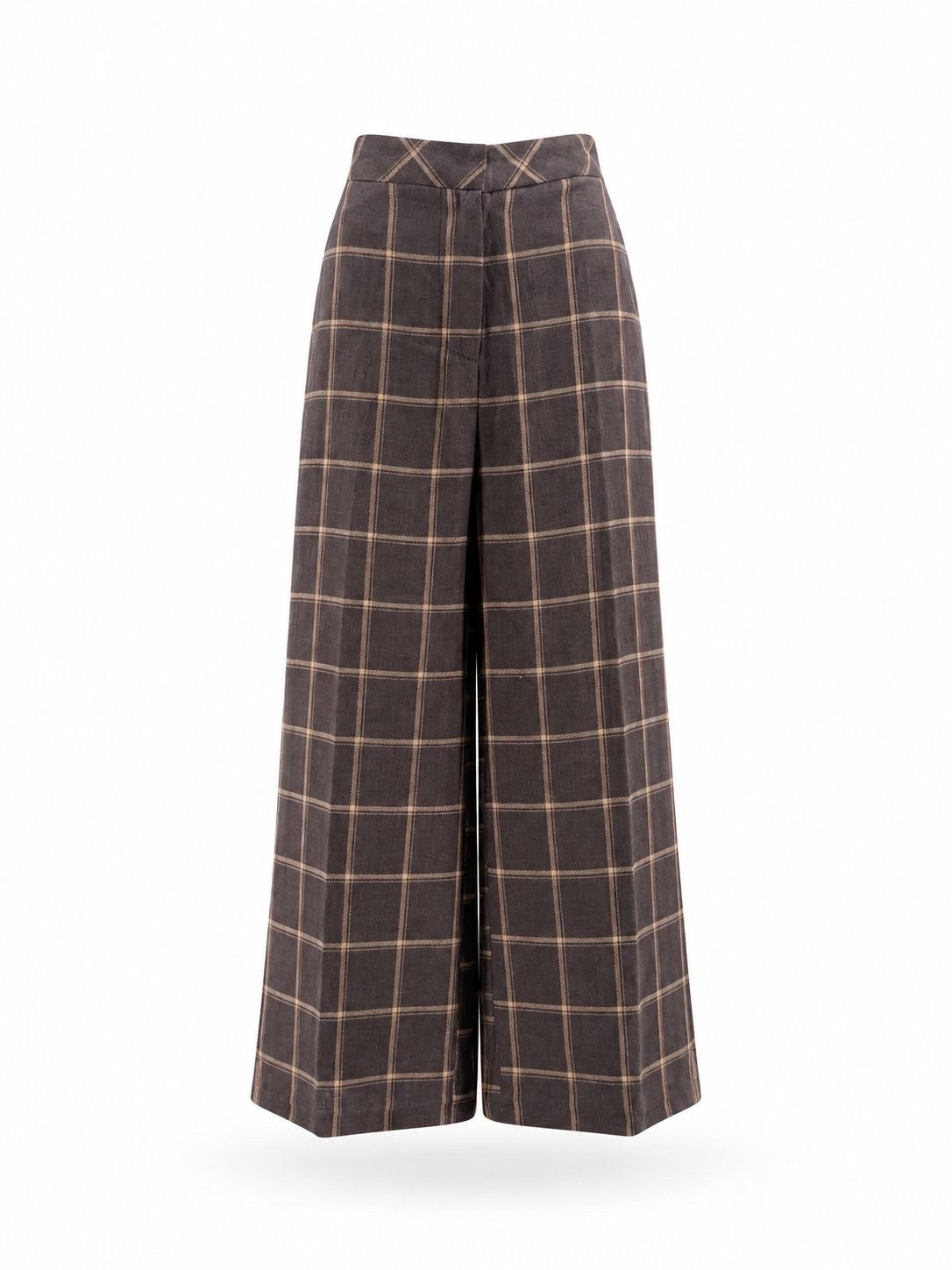 Pantalón Cuadros de Lino Gris