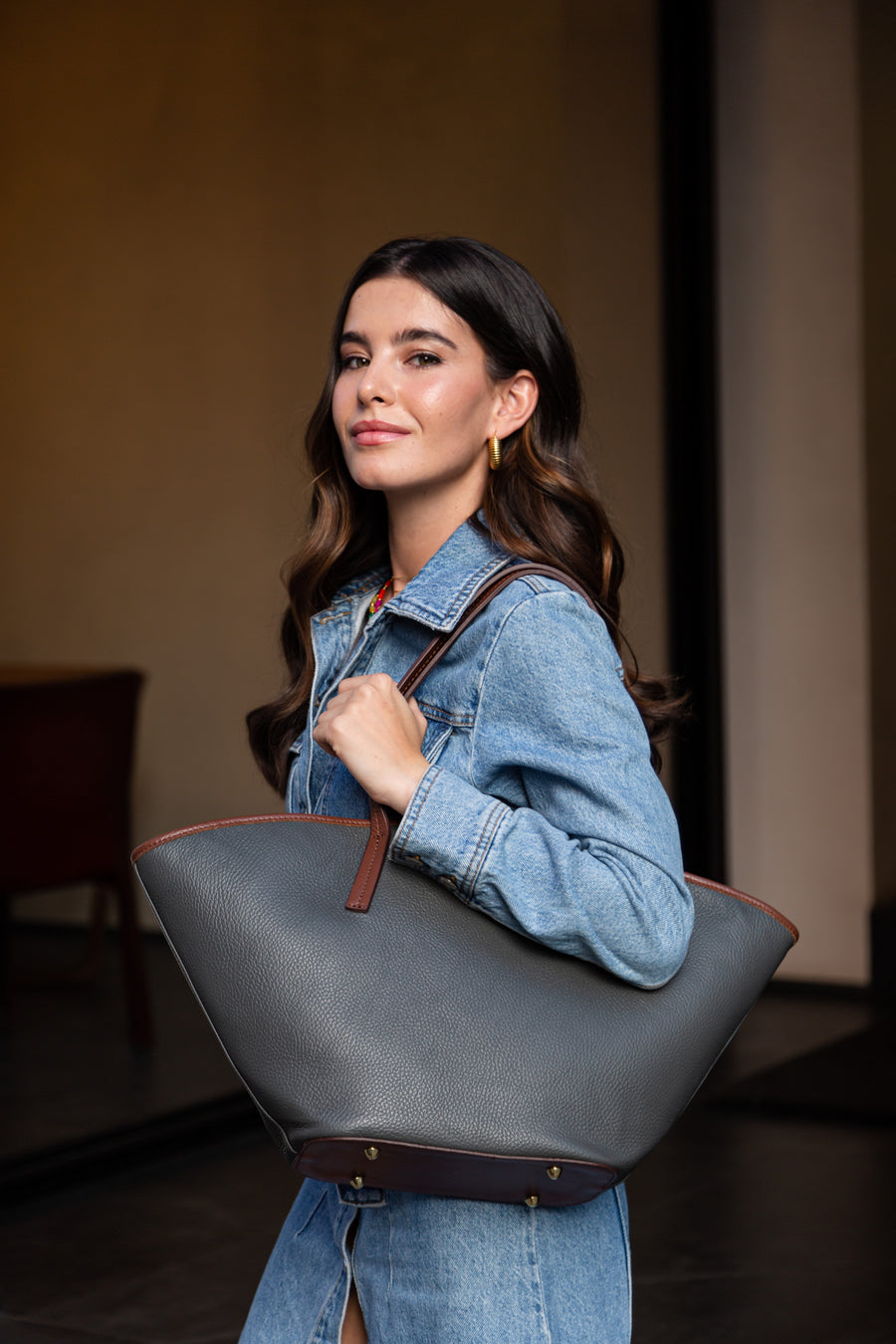 Capazo Piel Vanity Gris