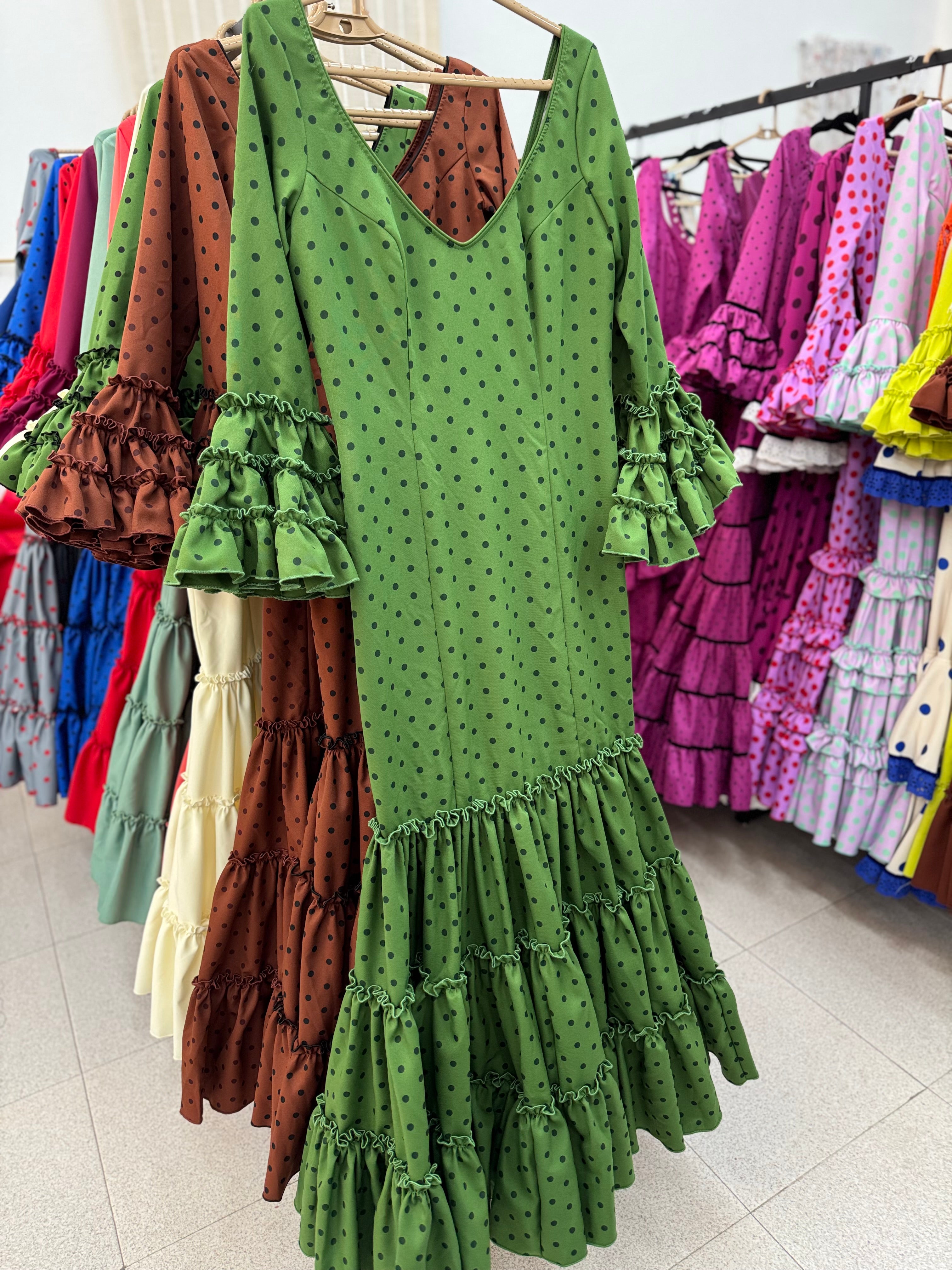 Traje Flamenca Córdoba Verde Lunar T. 32,34 y 42