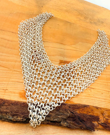 Collar Metálico Malla Oro y Plata
