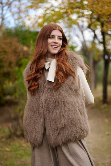 Chaleco Piel Natura Fox Taupe