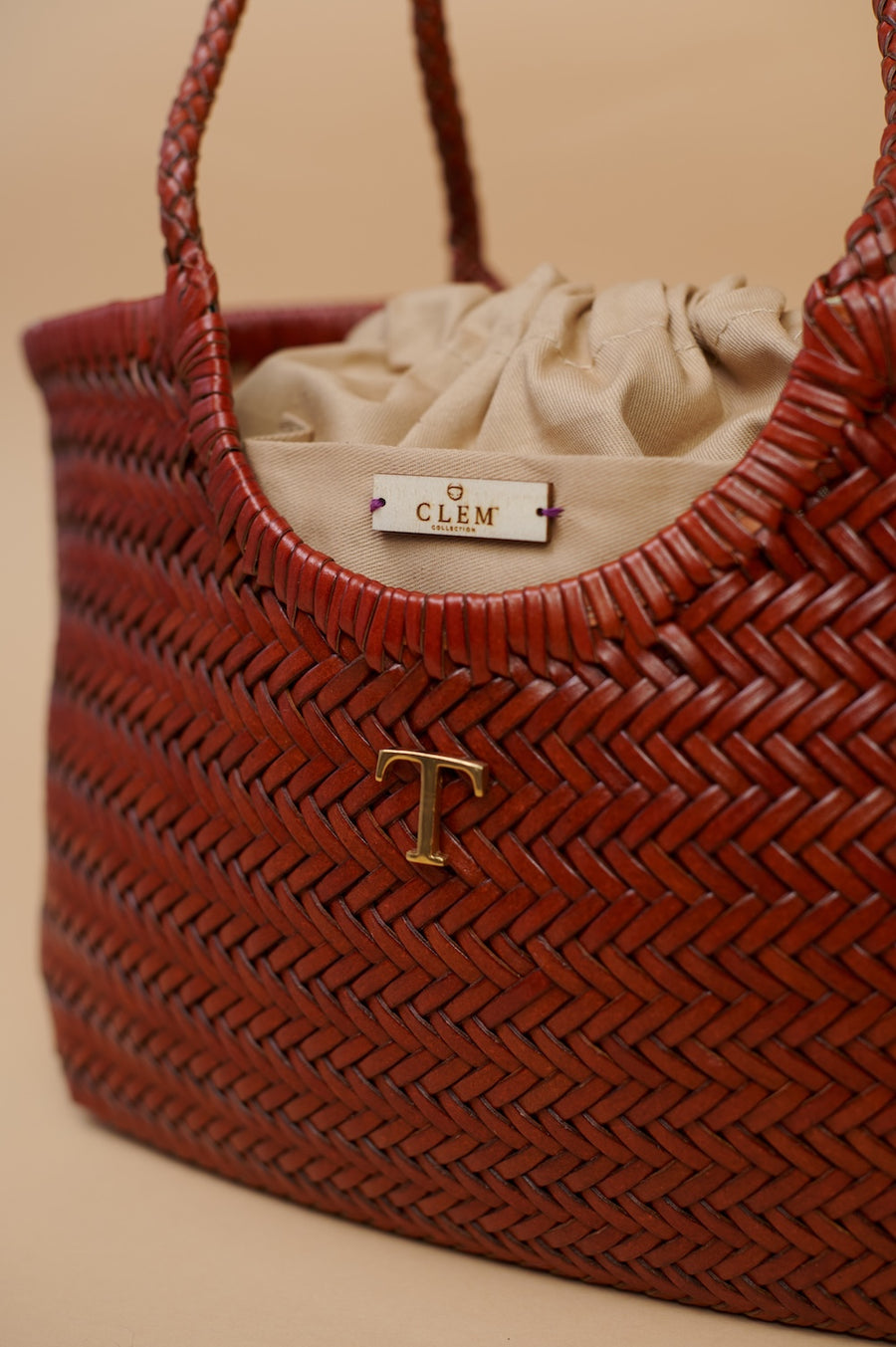 Bolso Piel Trenzada Akila Camel P