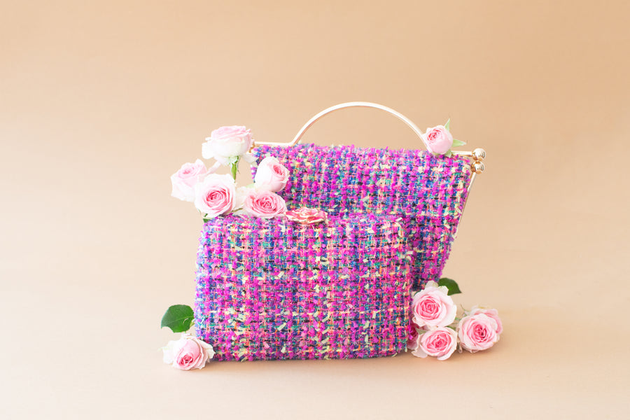 Clutch Tweed Multicolor Asa dorada