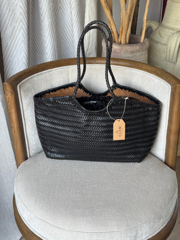 Bolso Piel Trenzada Negro
