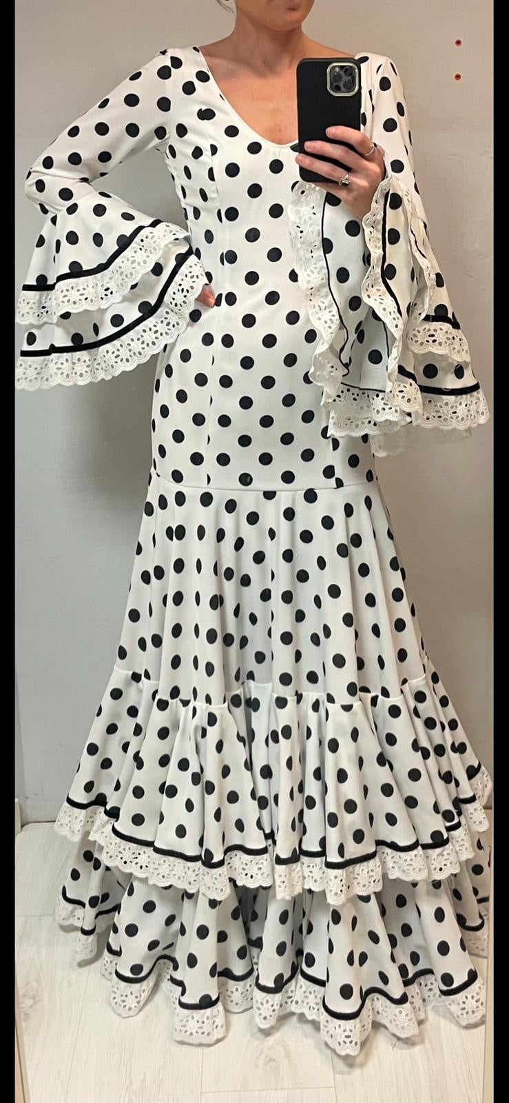 Traje Flamenca Abril Blanco