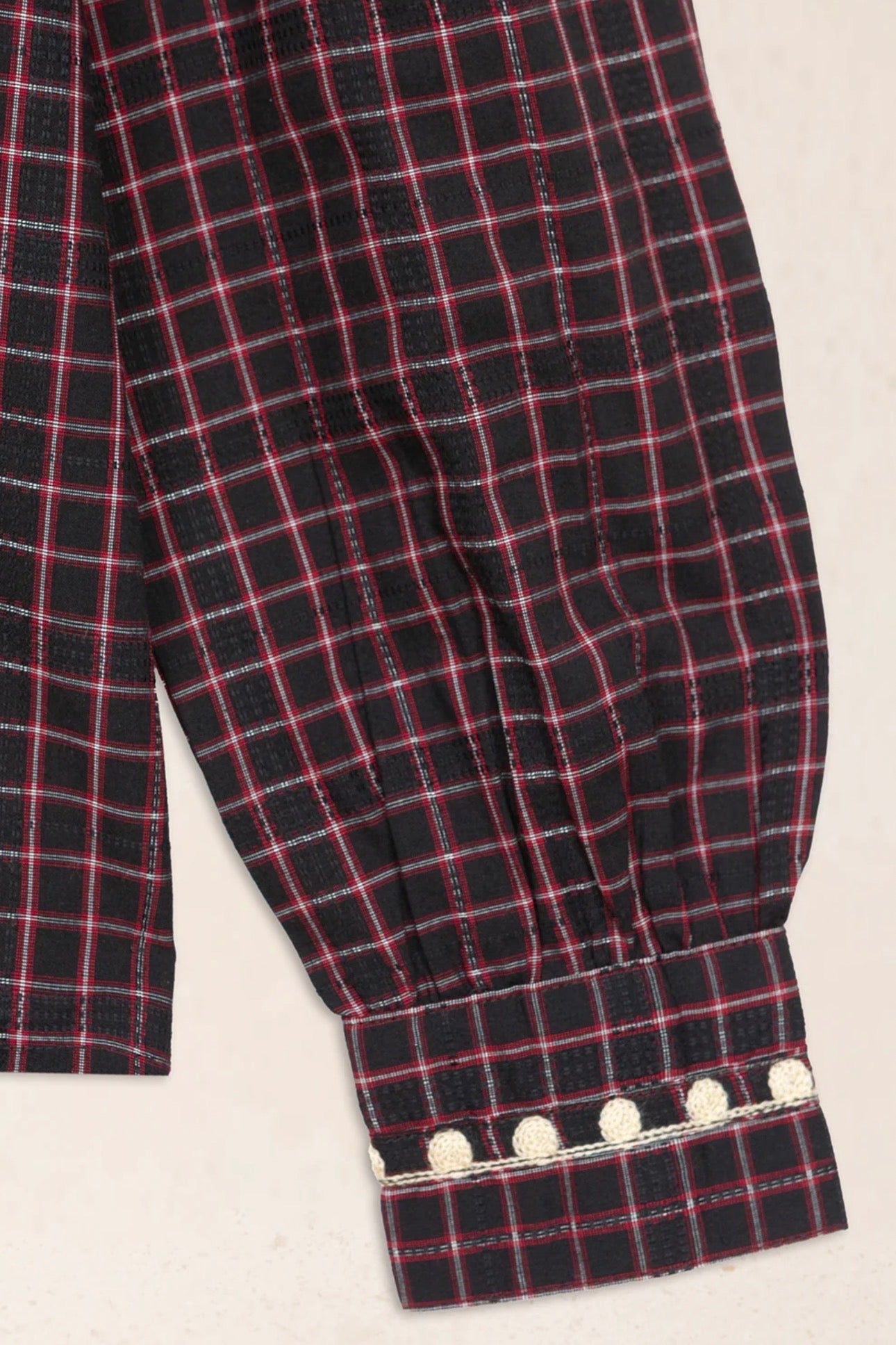 Camisa de Cuadros Bordado Beig Latido