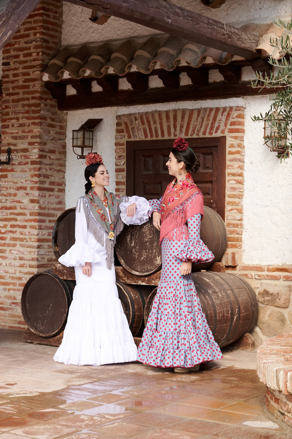 Vestido Flamenca Cordobesa Perforado Blanco T.36,38 y 40