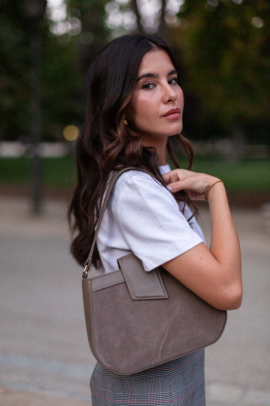 Bolso Piel Saddle Taupe