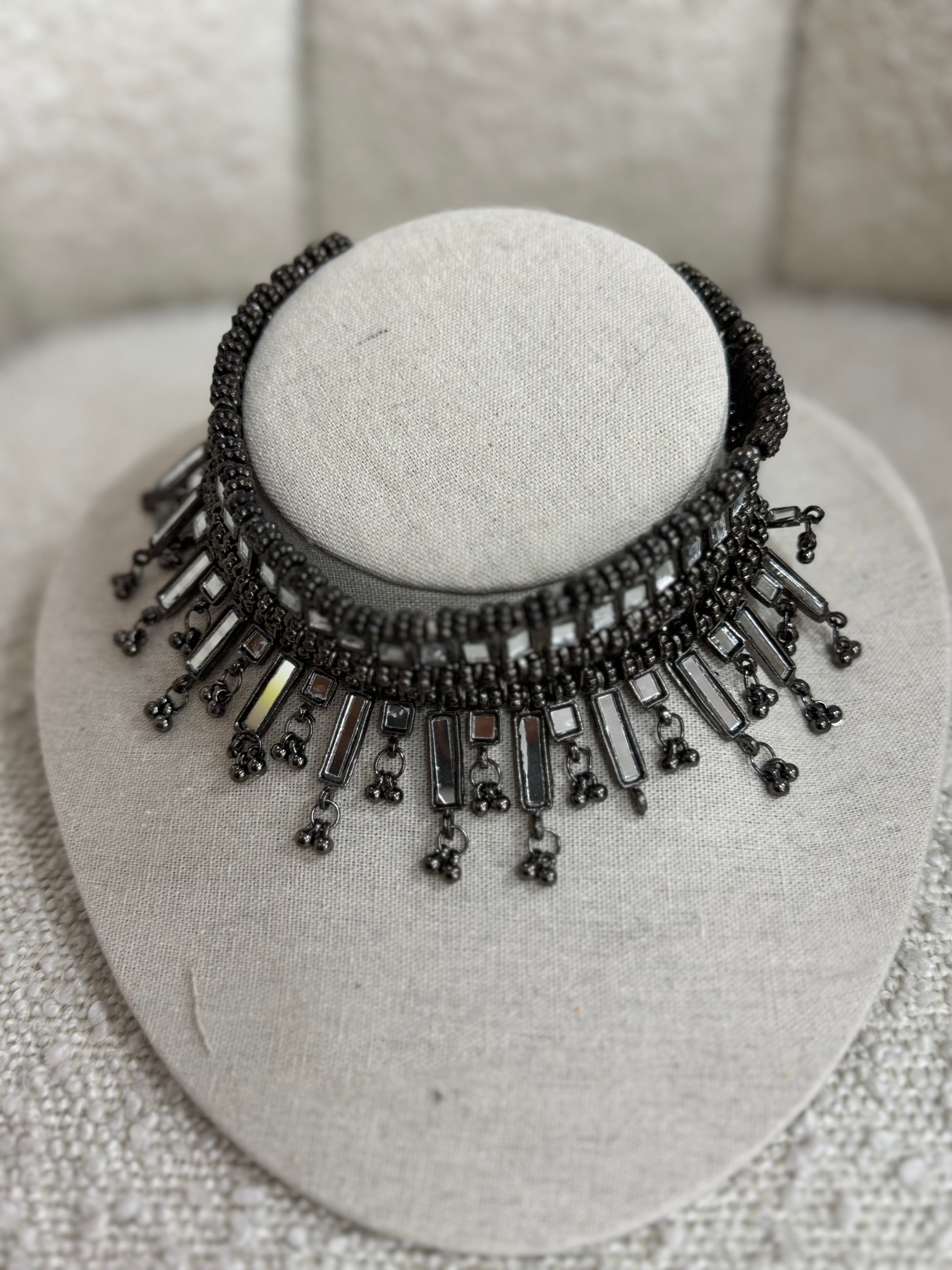 Choker Cristal Plata Vieja