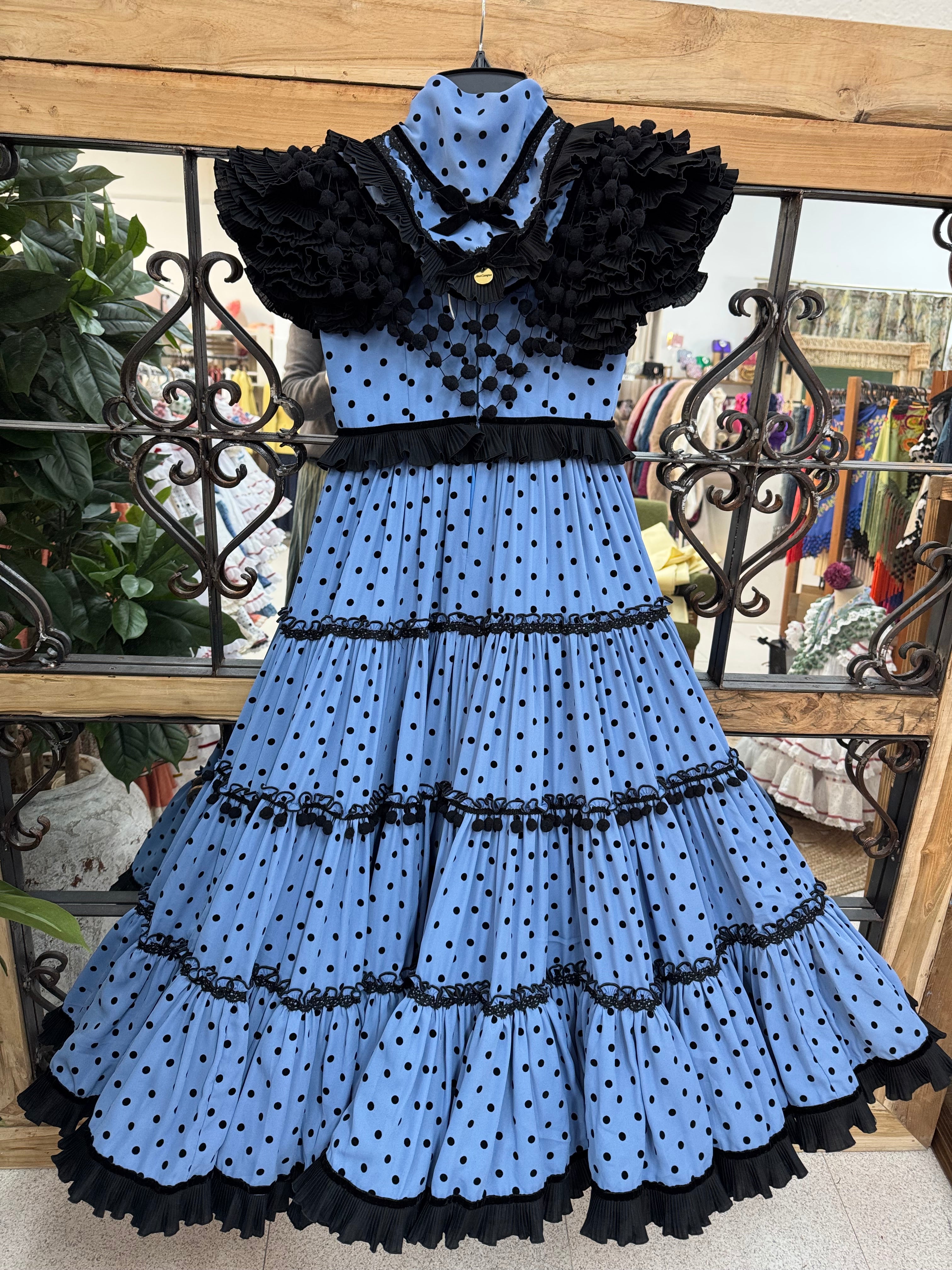 Traje de Flamenca Niña Pasarela Azul Gasa