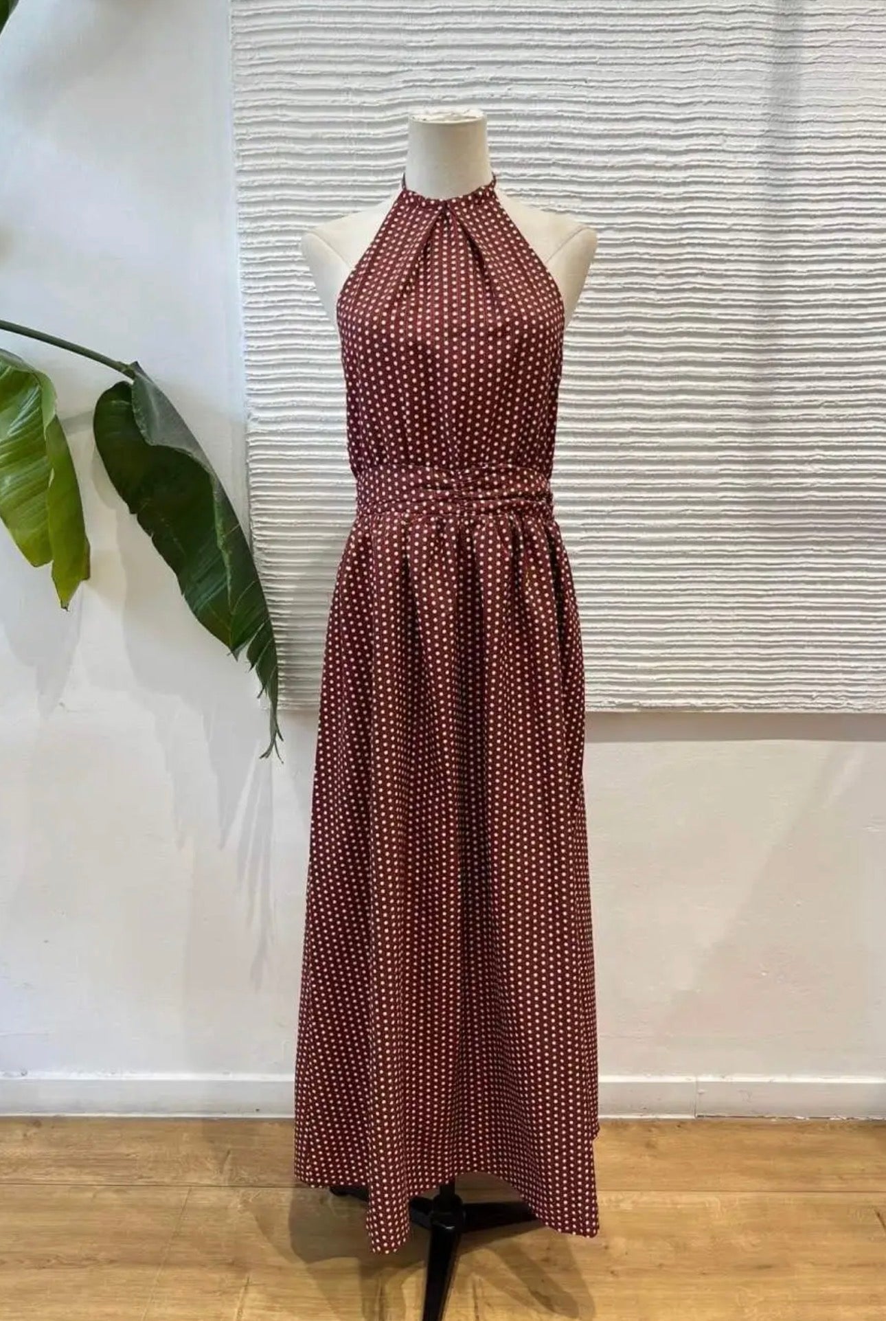 Vestido Topitos Marrón