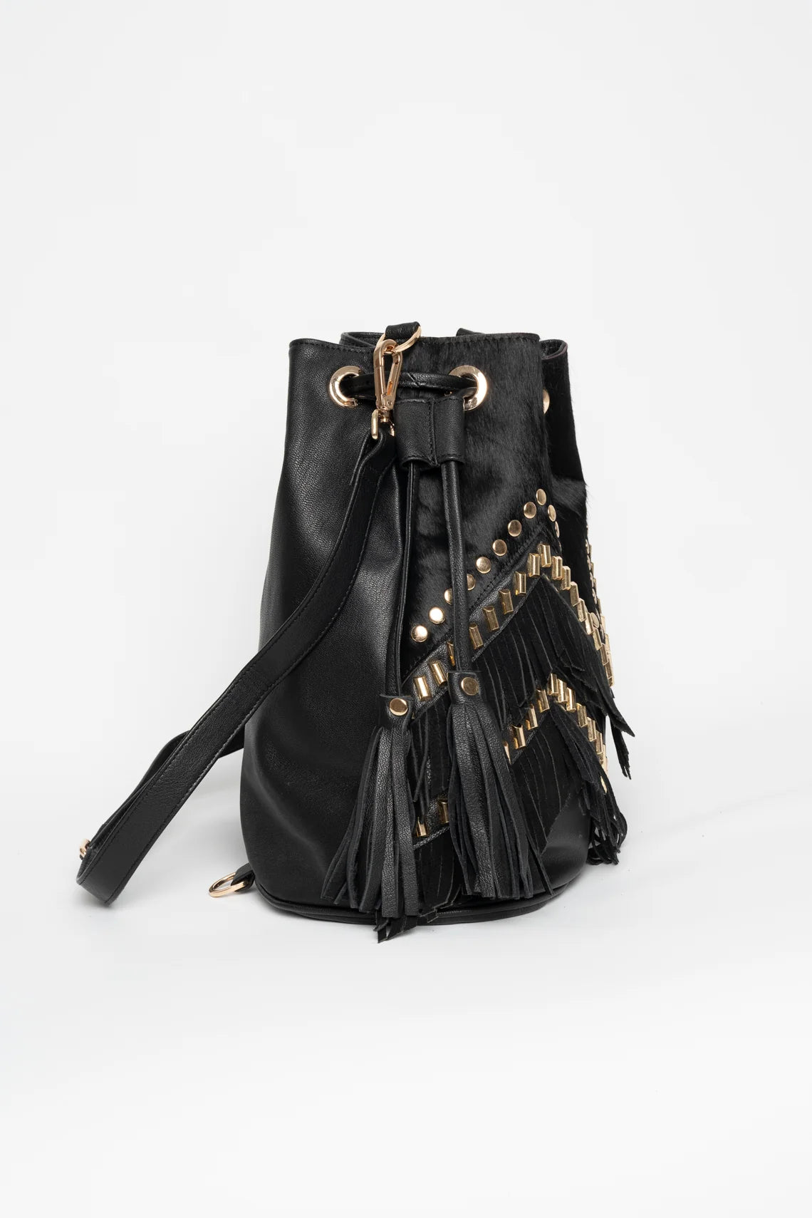 Bolso Mochila Piel Karoo Negra Piti Cuiti