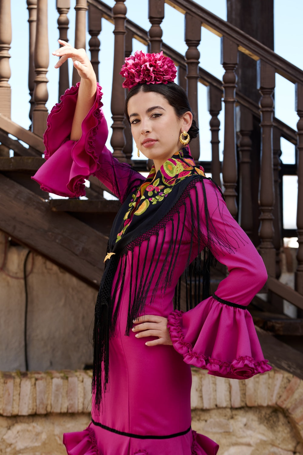 Traje Flamenca Mod. Madrid Buganvilla