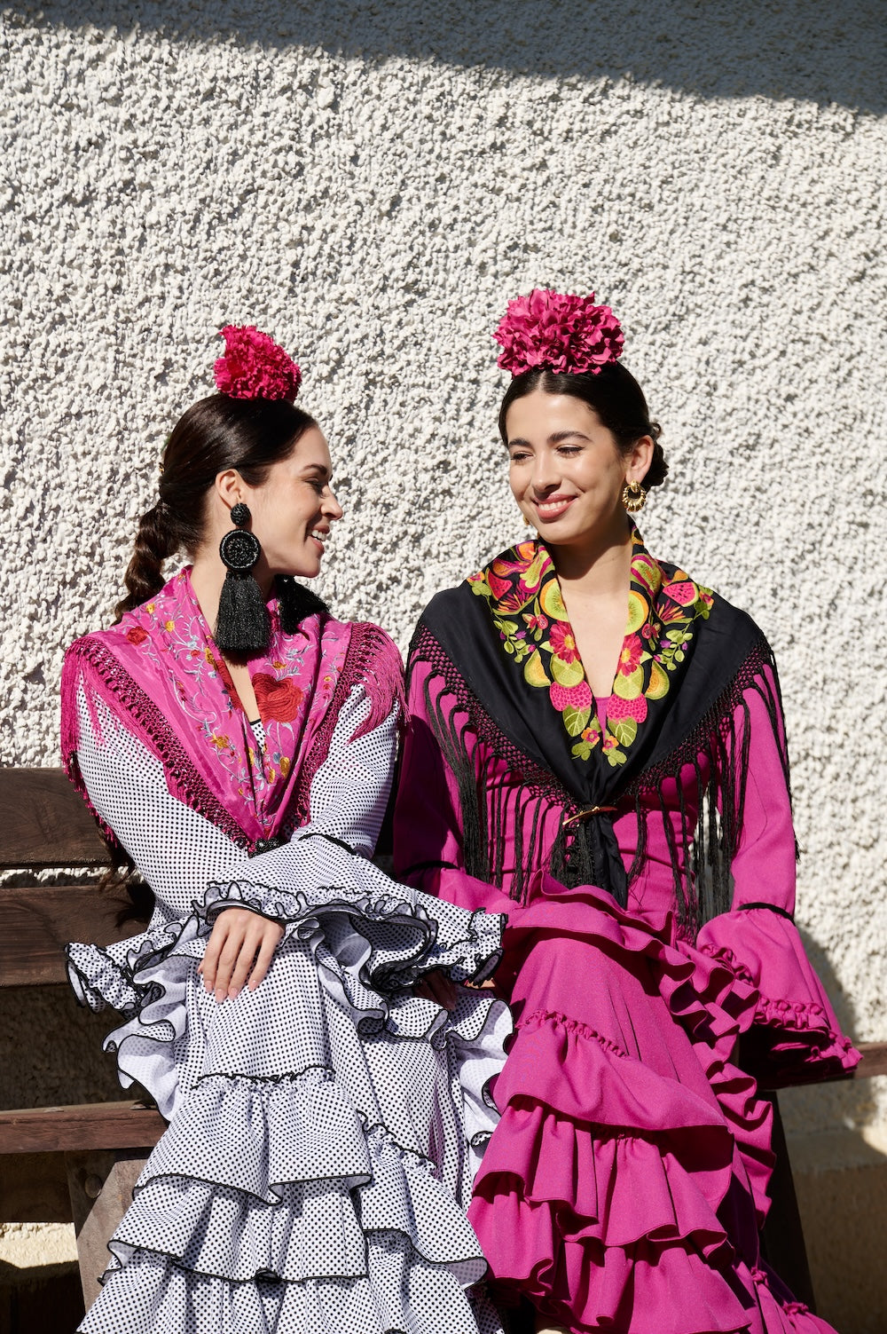 Traje Flamenca Mod. Madrid Blanco Lunar Negro