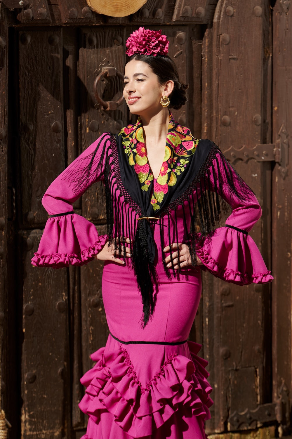 Traje Flamenca Mod. Madrid Buganvilla