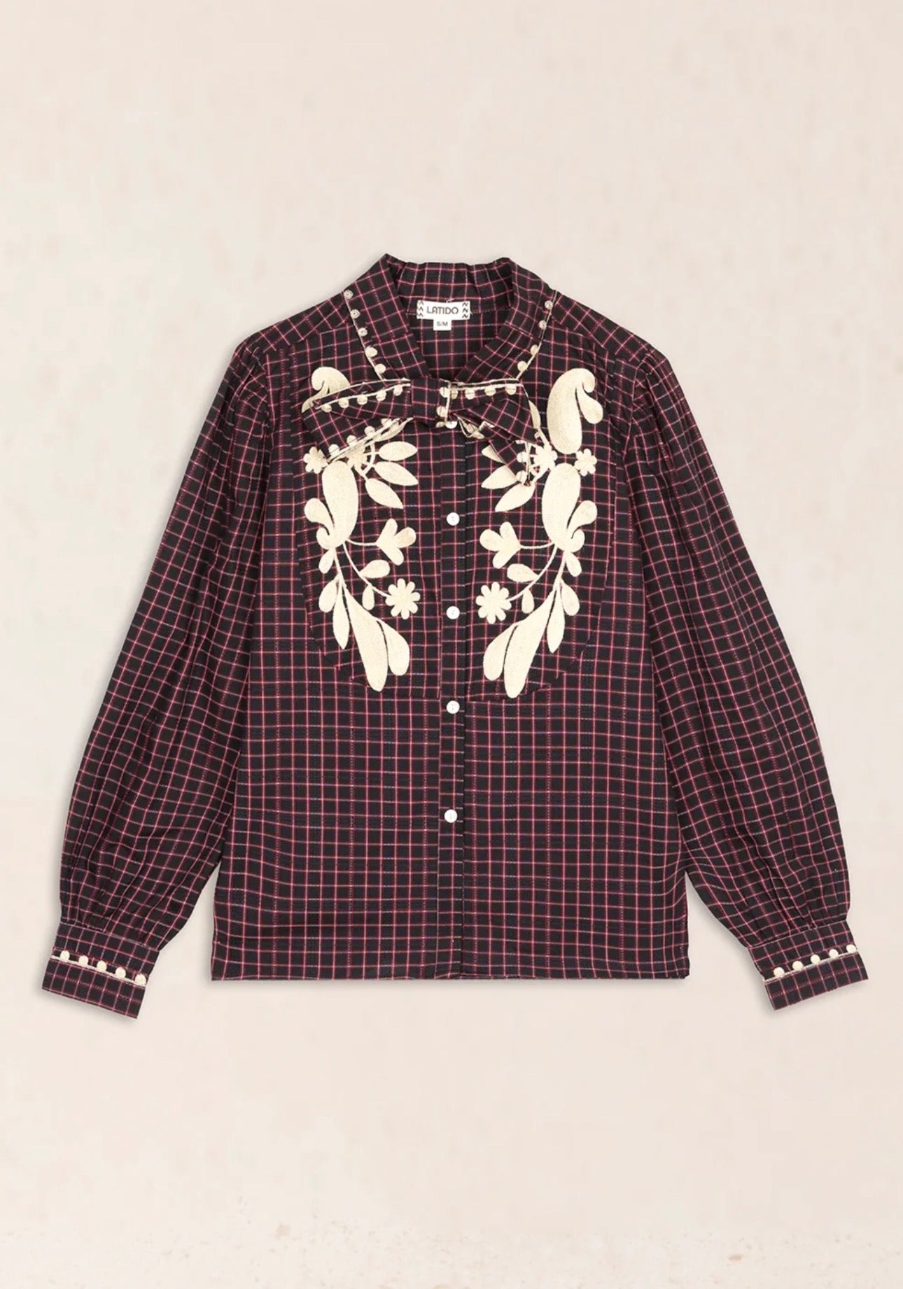 Camisa de Cuadros Bordado Beig Latido