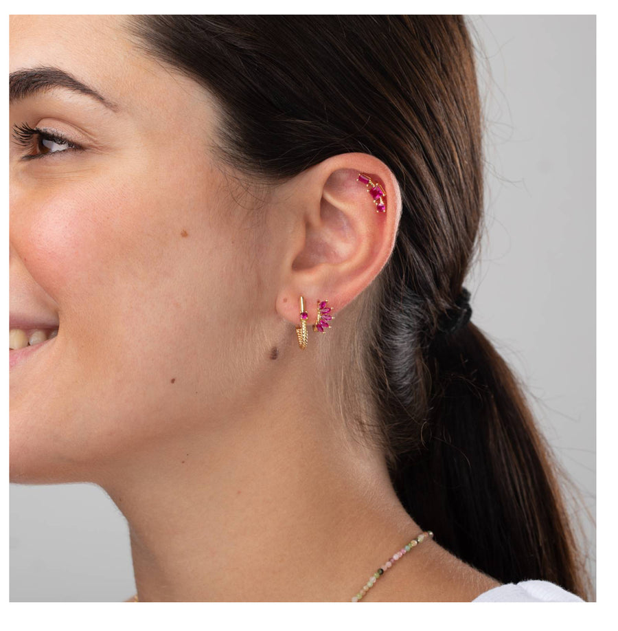 Pendientes Flor Circonitas Fucsia