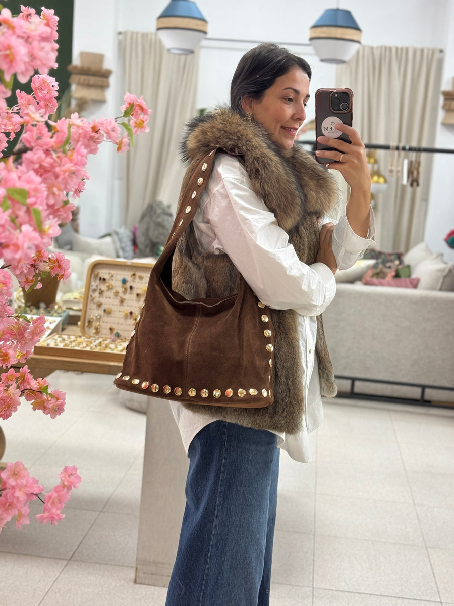 Bolso Piel Ante Tachas en 4 colores disponibles