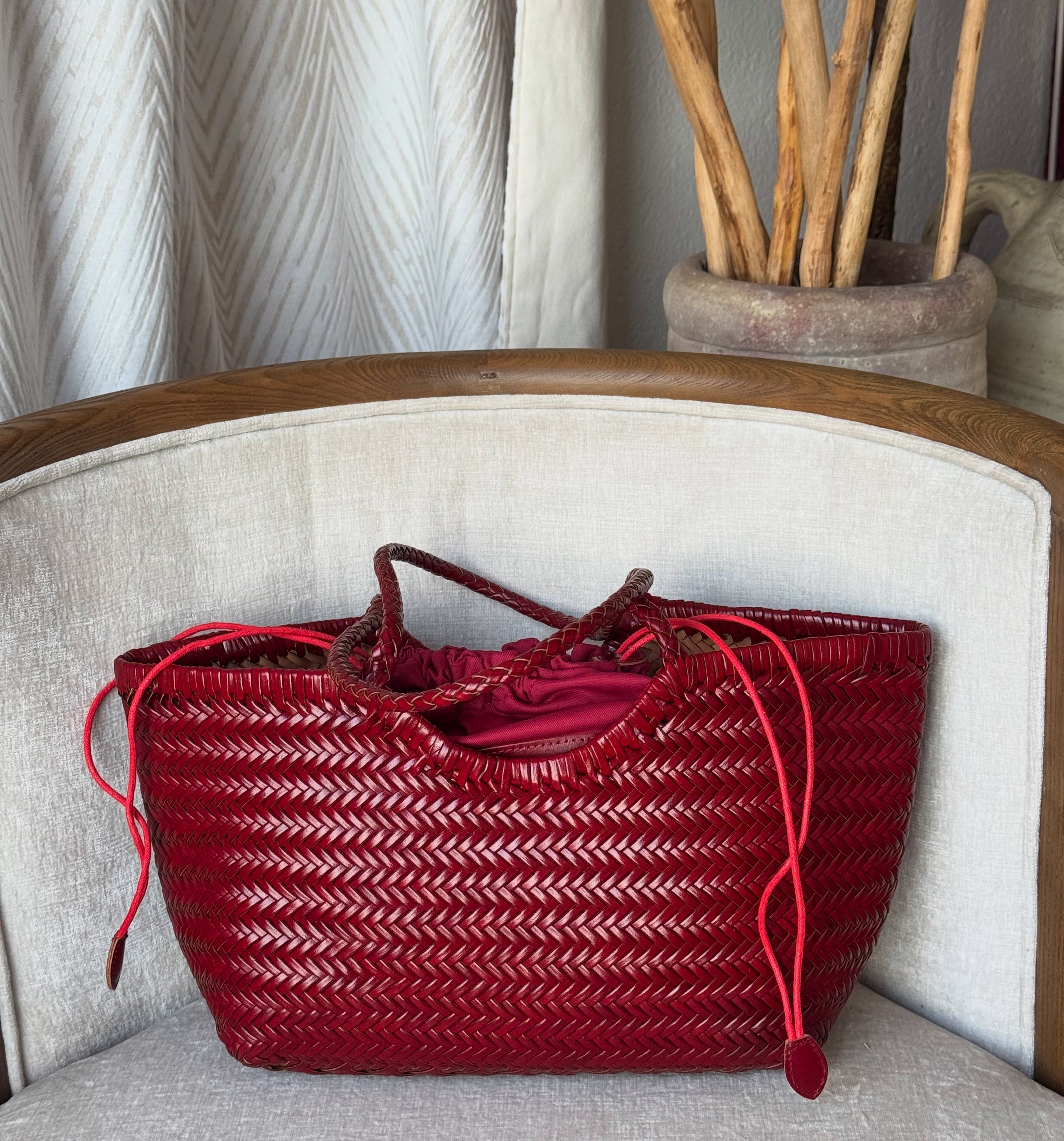 Bolso Piel Trenzada Burdeos T.G