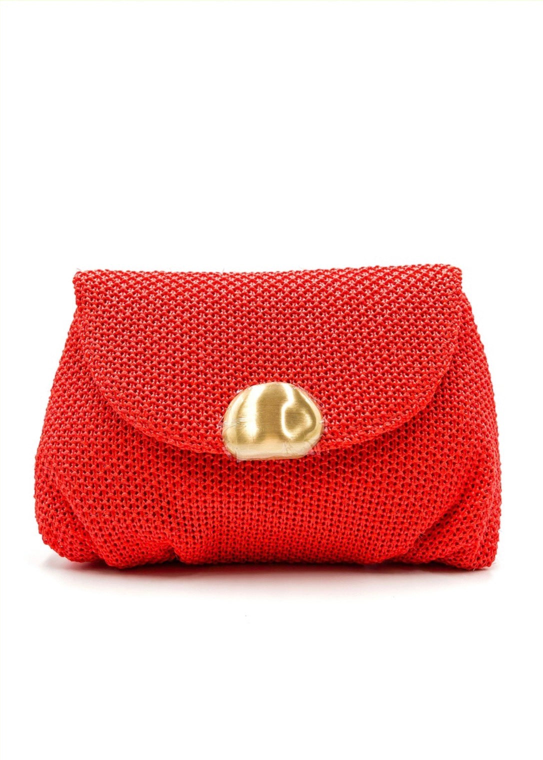 Bolso de Mano Rafia Rojo Coral