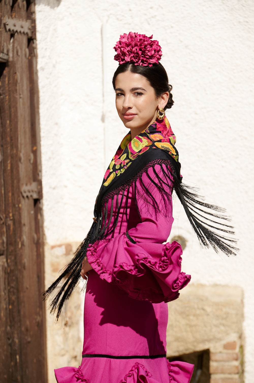 Traje Flamenca Mod. Madrid Buganvilla