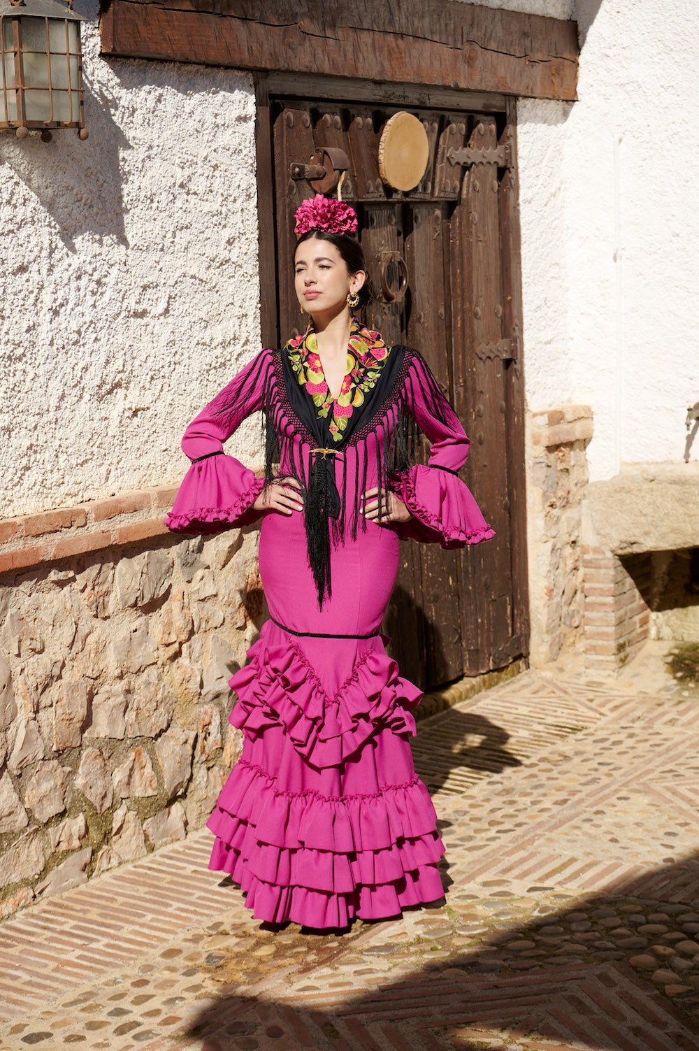 Traje Flamenca Mod. Madrid Buganvilla