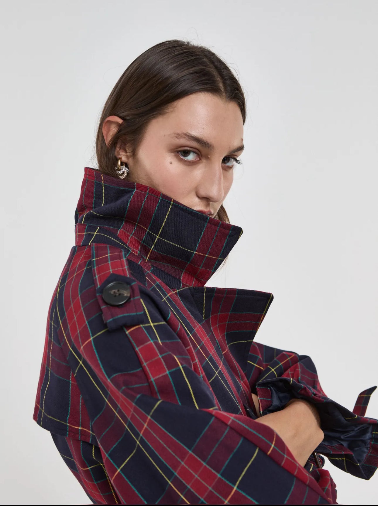 Gabardina Cuadros Burdeos