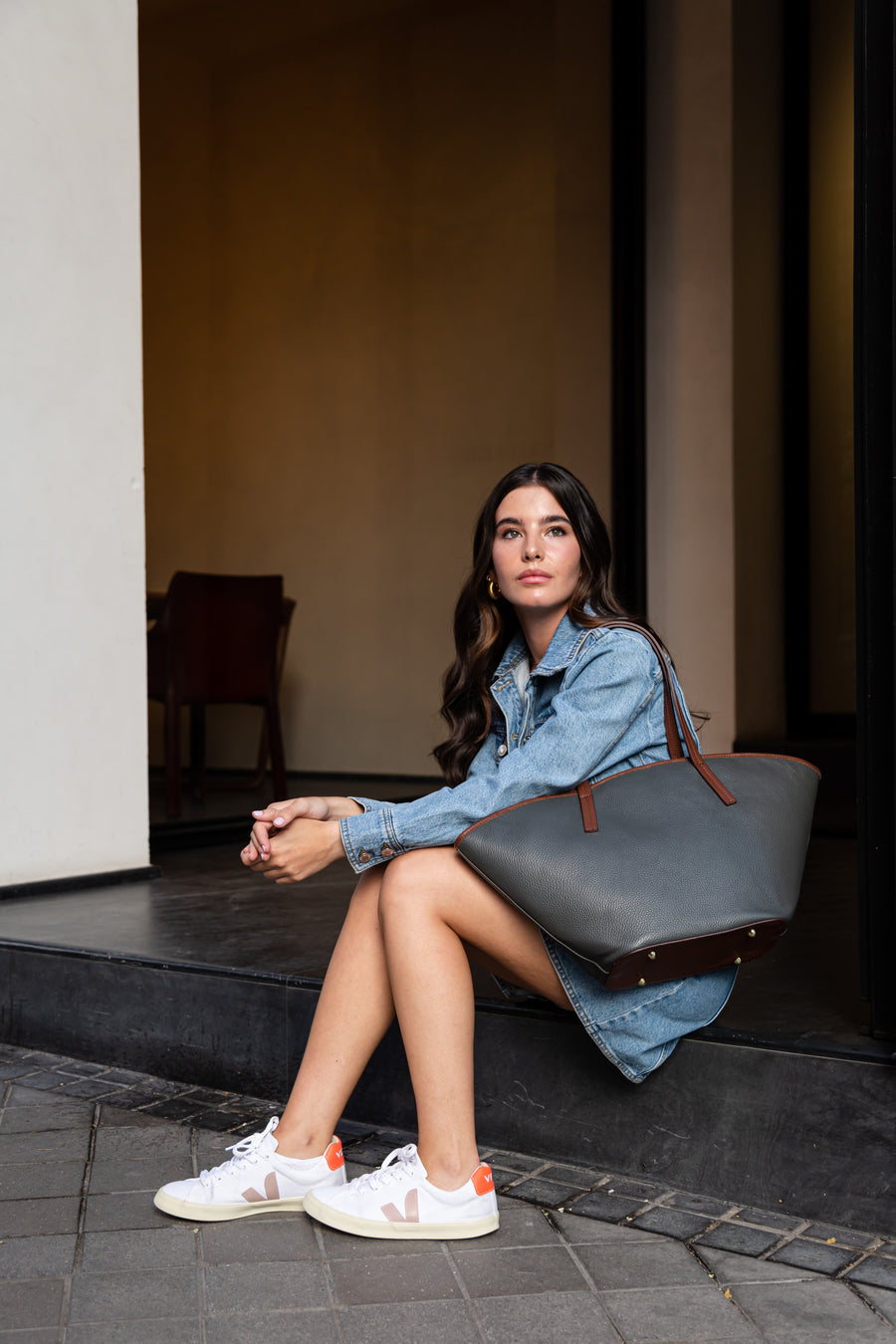 Capazo Piel Vanity Gris