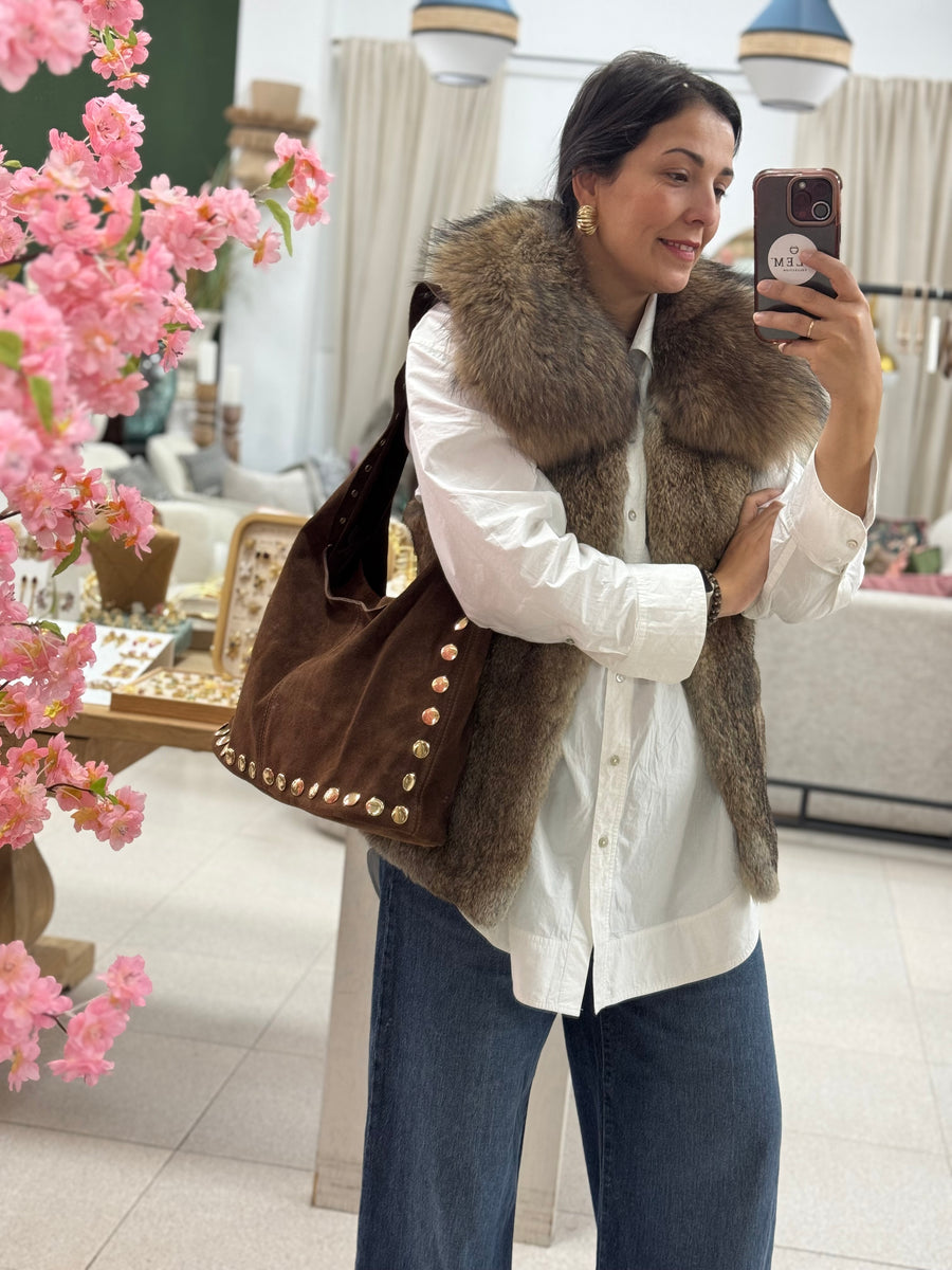 Bolso Piel Ante Tachas en 4 colores disponibles