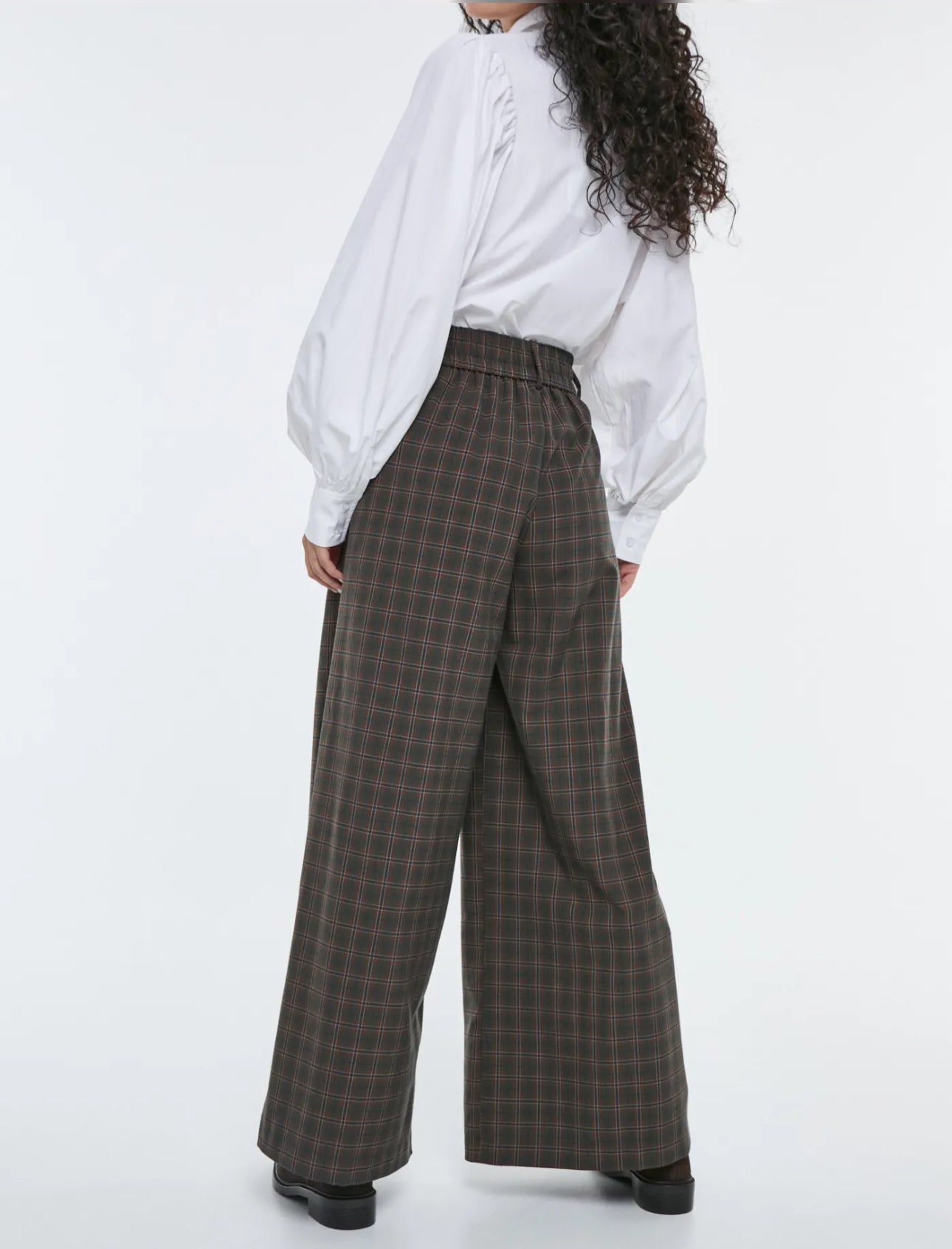 Pantalón Palazo Cuadros Verde