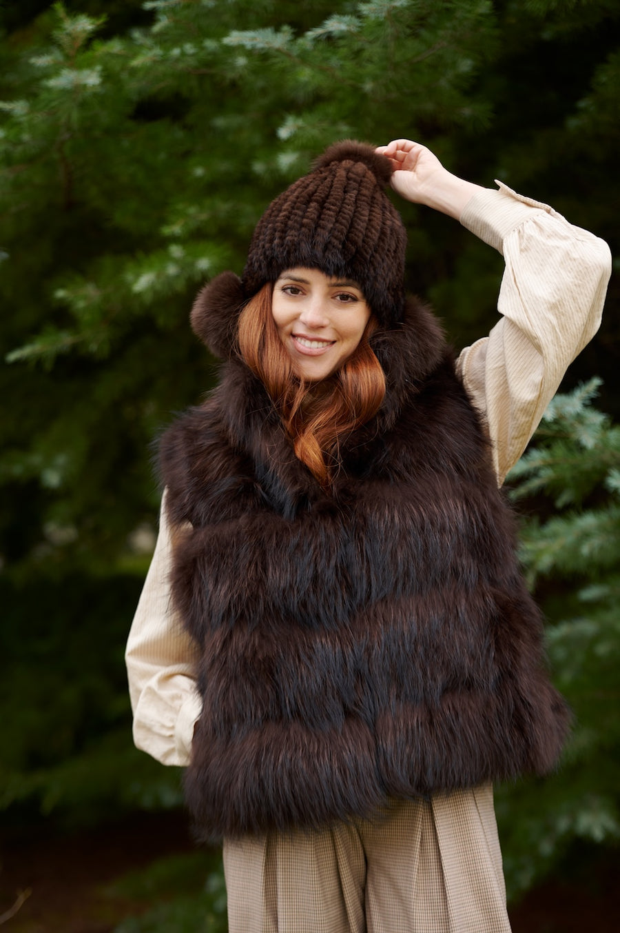 Chaleco Piel Natural Ball Marrón