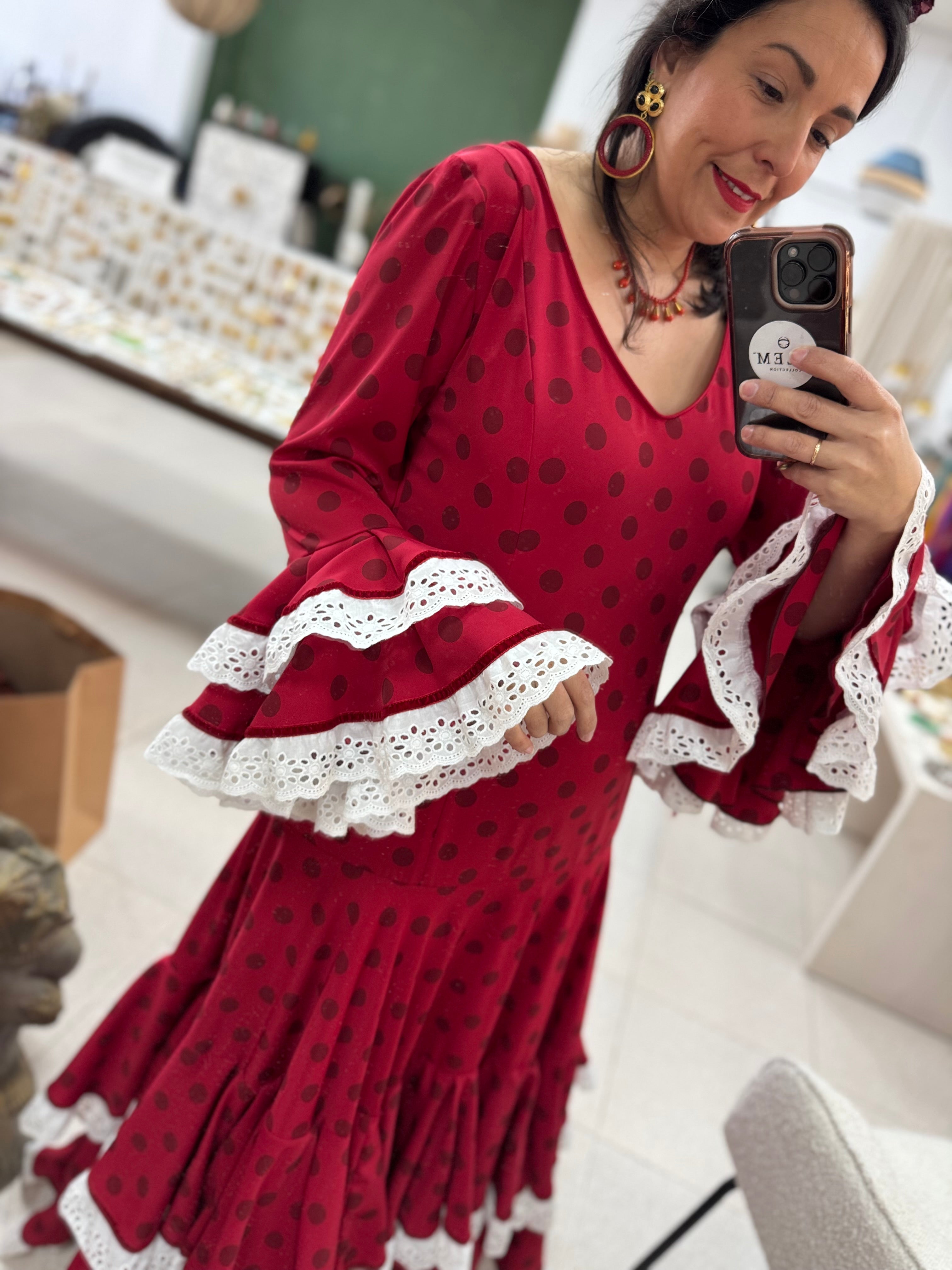Traje de Flamenca Abril Rojo T.46
