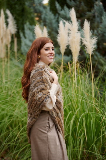 Poncho Piel Natural Rabbit