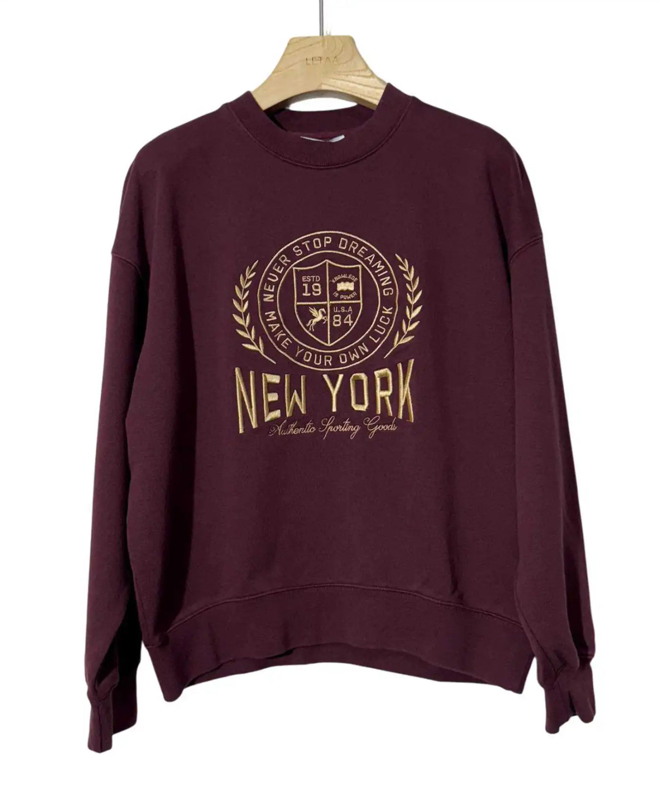 Sudadera New York Bordada Burdeos