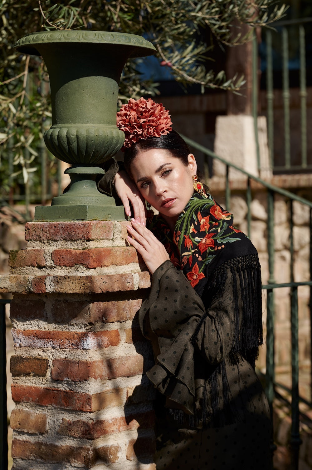 Traje de Flamenca Madrid Verde con lunar