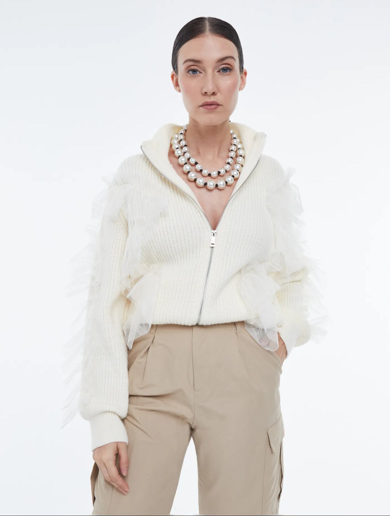 Chaqueta Punto Tull Beig